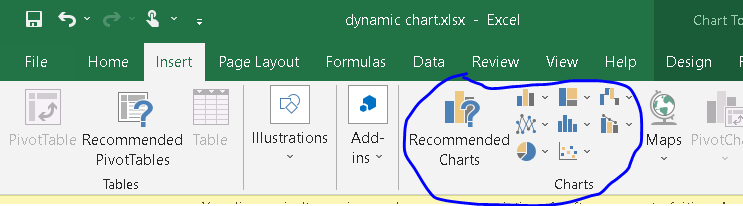 Insert a chart in MS Excel